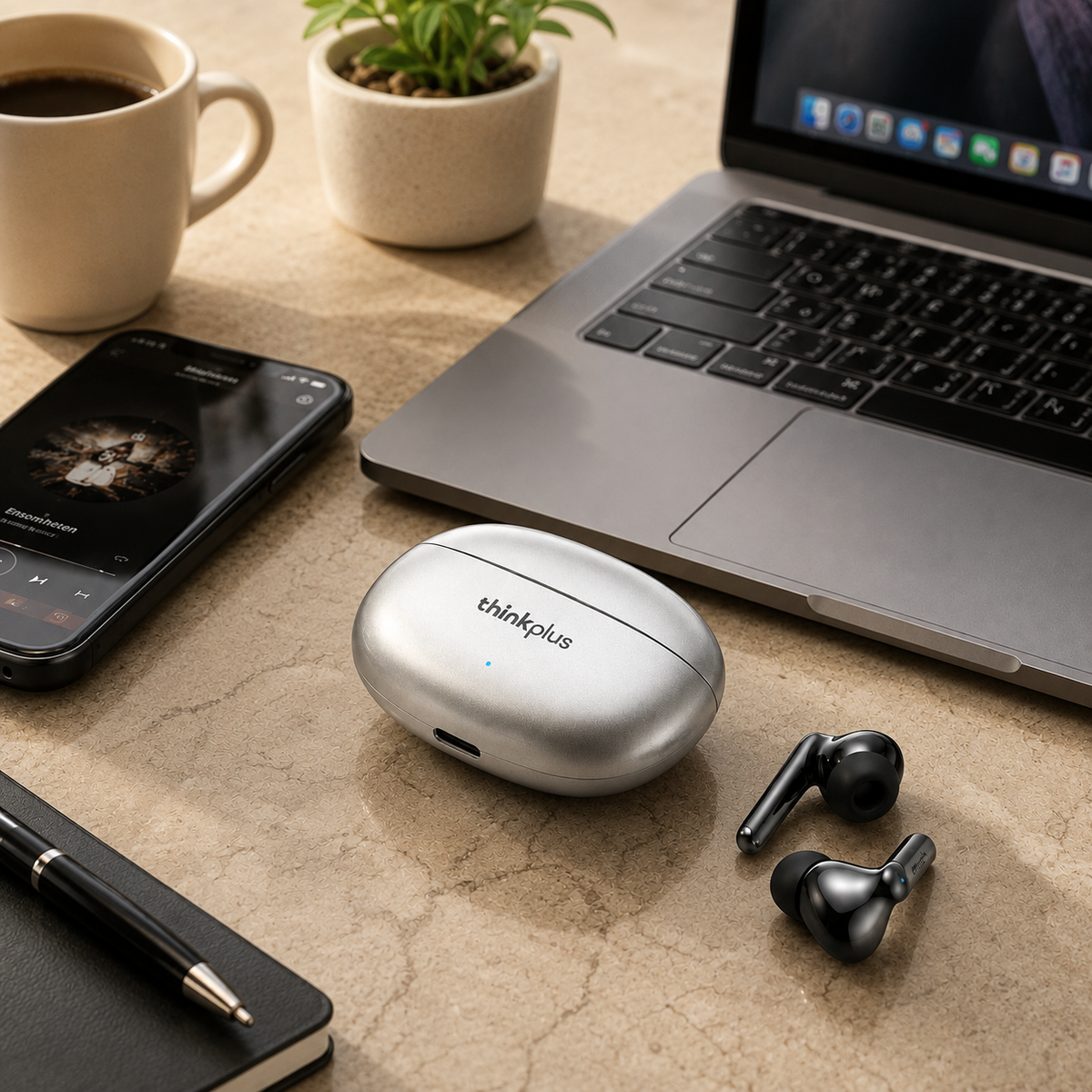 Premium Bluetooth 5.3 Wireless Earbuds Stereo In Ear Headphones Clear Microphone Sport Fit Low Latency Charging Case TWS Compatible with iPhone