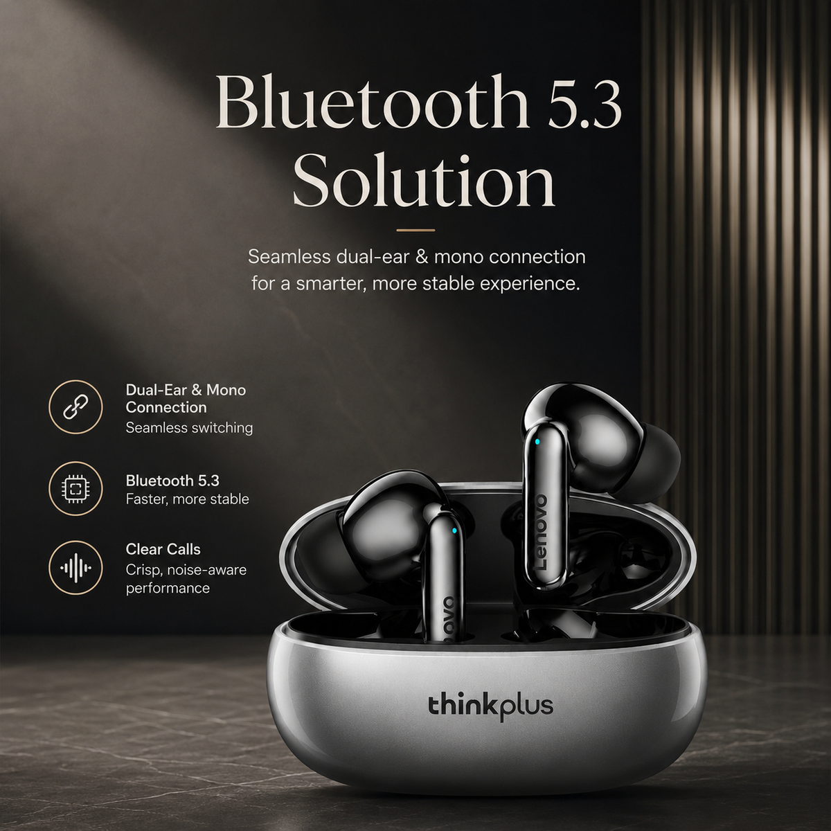 Premium Bluetooth 5.3 Wireless Earbuds Stereo In Ear Headphones Clear Microphone Sport Fit Low Latency Charging Case TWS Compatible with iPhone