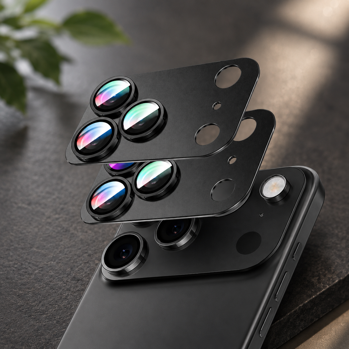 Premium Camera Lens Protector Tempered Glass Aluminum Alloy Metal Ring Full Coverage Scratch Resistant Anti Reflection Compatible with iPhone