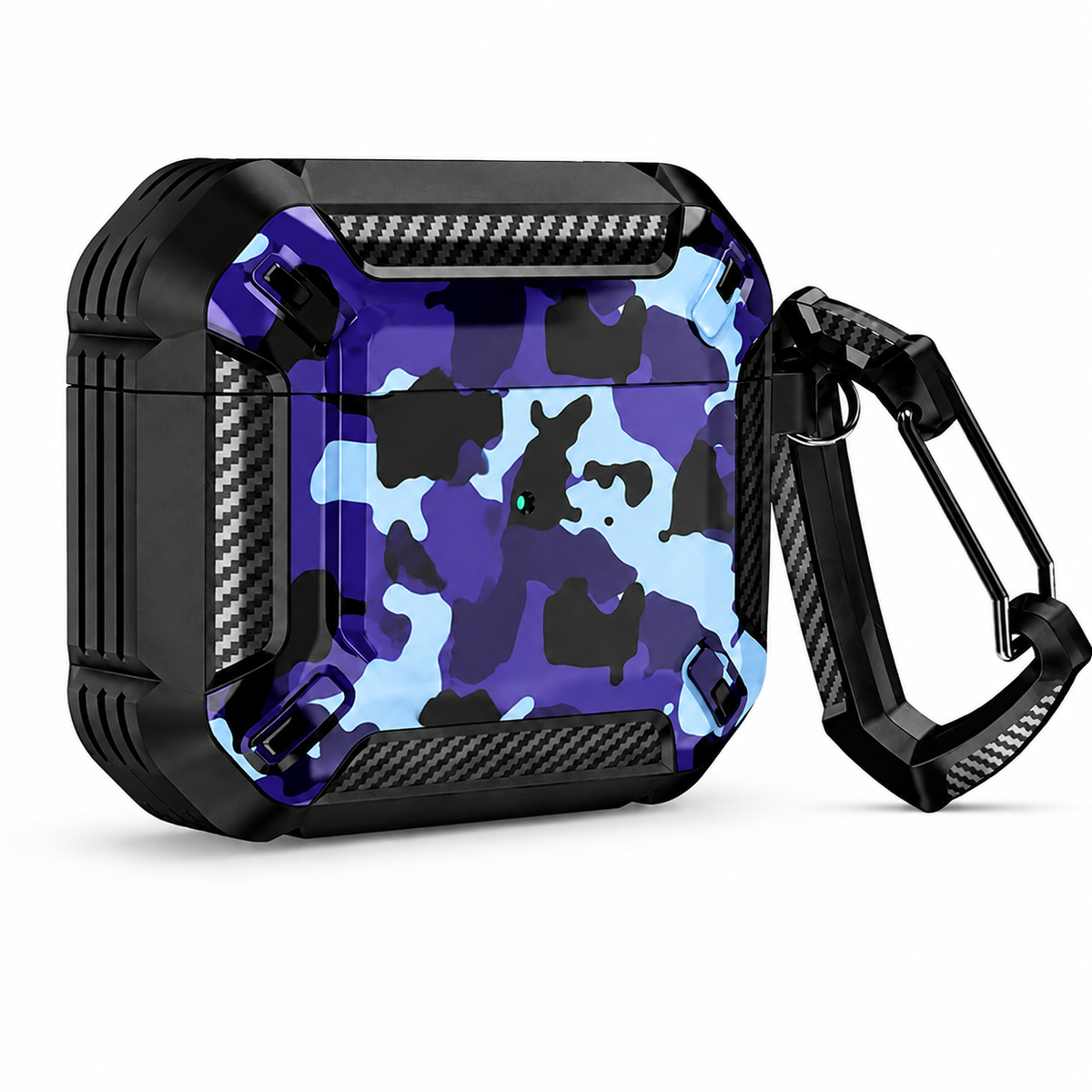 Premium Carbon Fiber AirPods Case Cover Shockproof TPU Protective Case Secure Lock Wireless Charging Anti Scratch Keychain Compatible with AirPods