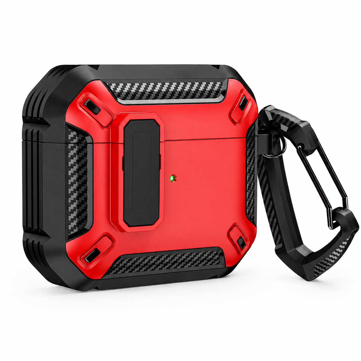 Premium Carbon Fiber AirPods Case Cover Shockproof TPU Protective Case Secure Lock Wireless Charging Anti Scratch Keychain Compatible with AirPods