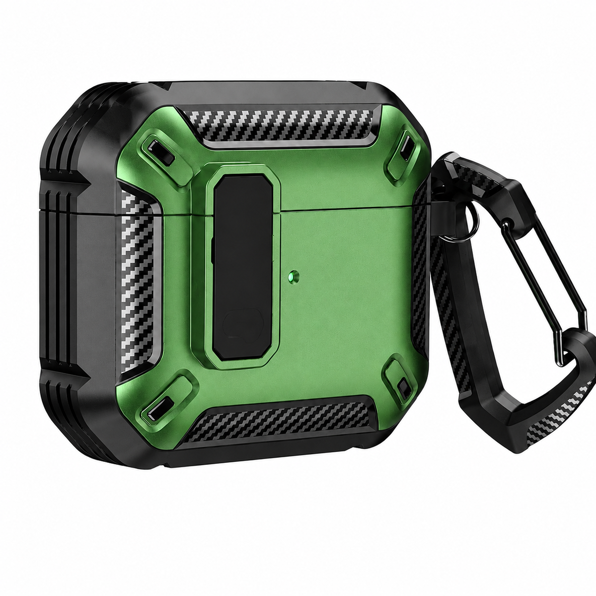 Premium Carbon Fiber AirPods Case Cover Shockproof TPU Protective Case Secure Lock Wireless Charging Anti Scratch Keychain Compatible with AirPods