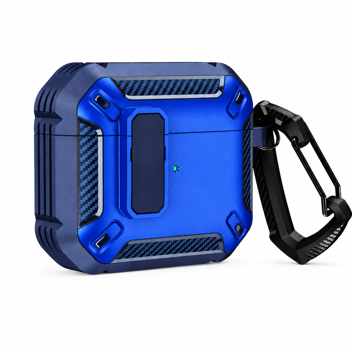 Premium Carbon Fiber AirPods Case Cover Shockproof TPU Protective Case Secure Lock Wireless Charging Anti Scratch Keychain Compatible with AirPods