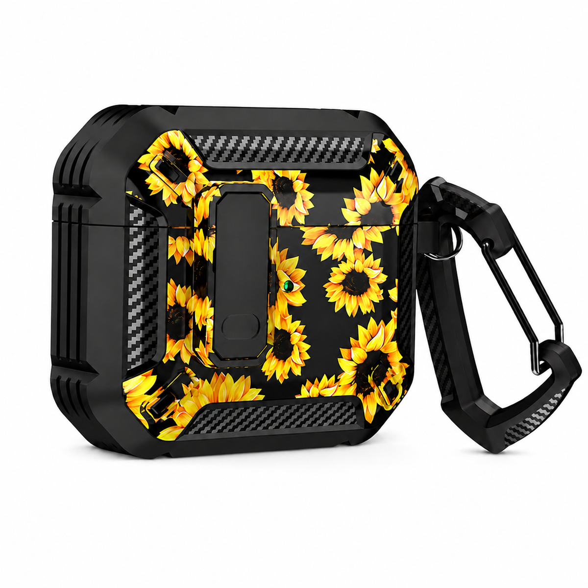 Premium Carbon Fiber AirPods Case Cover Shockproof TPU Protective Case Secure Lock Wireless Charging Anti Scratch Keychain Compatible with AirPods