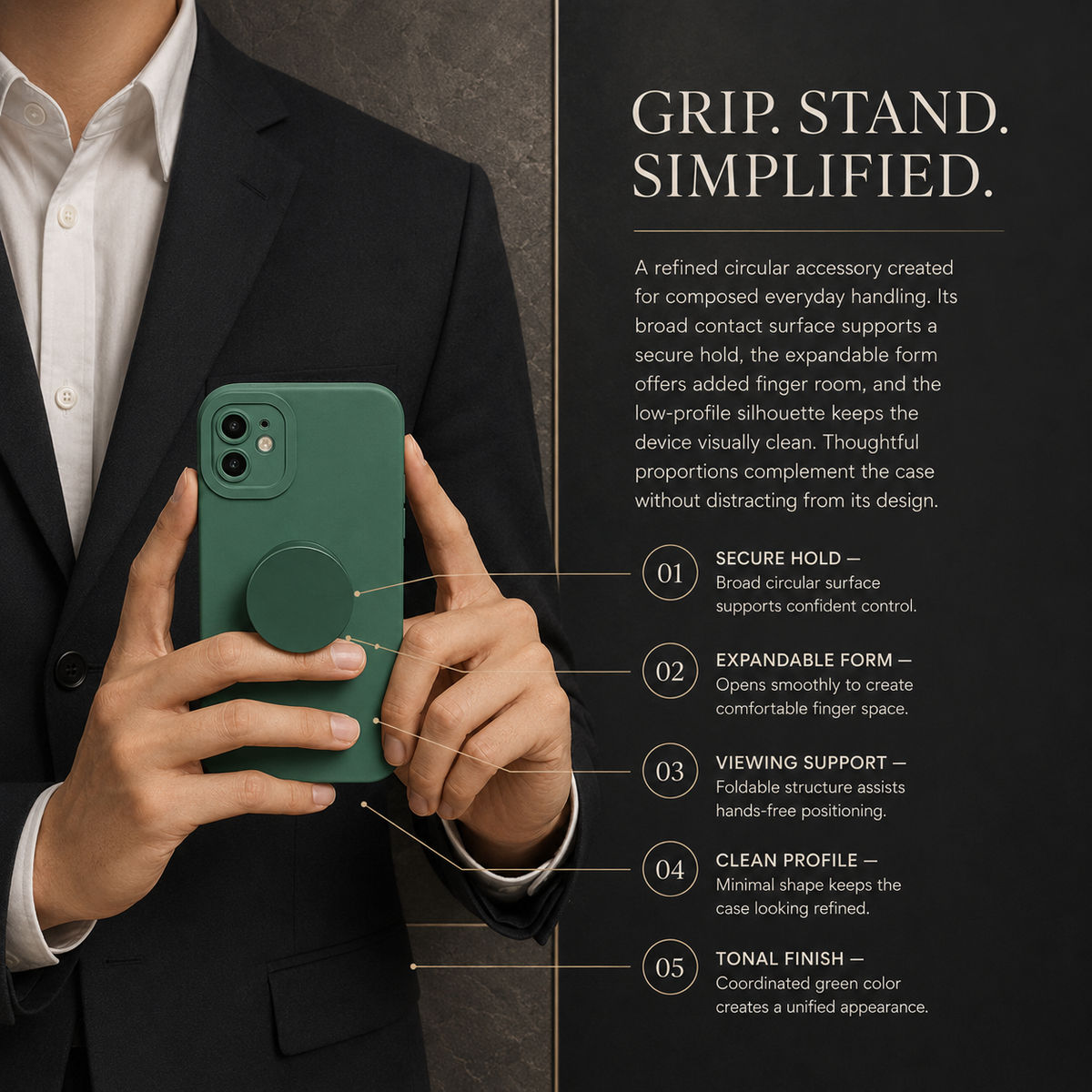 Premium Foldable Finger Ring Phone Holder Expandable Grip Stand Anti Slip Kickstand Round Socket Mount Adjustable Smartphone Holder Compatible with iPhone