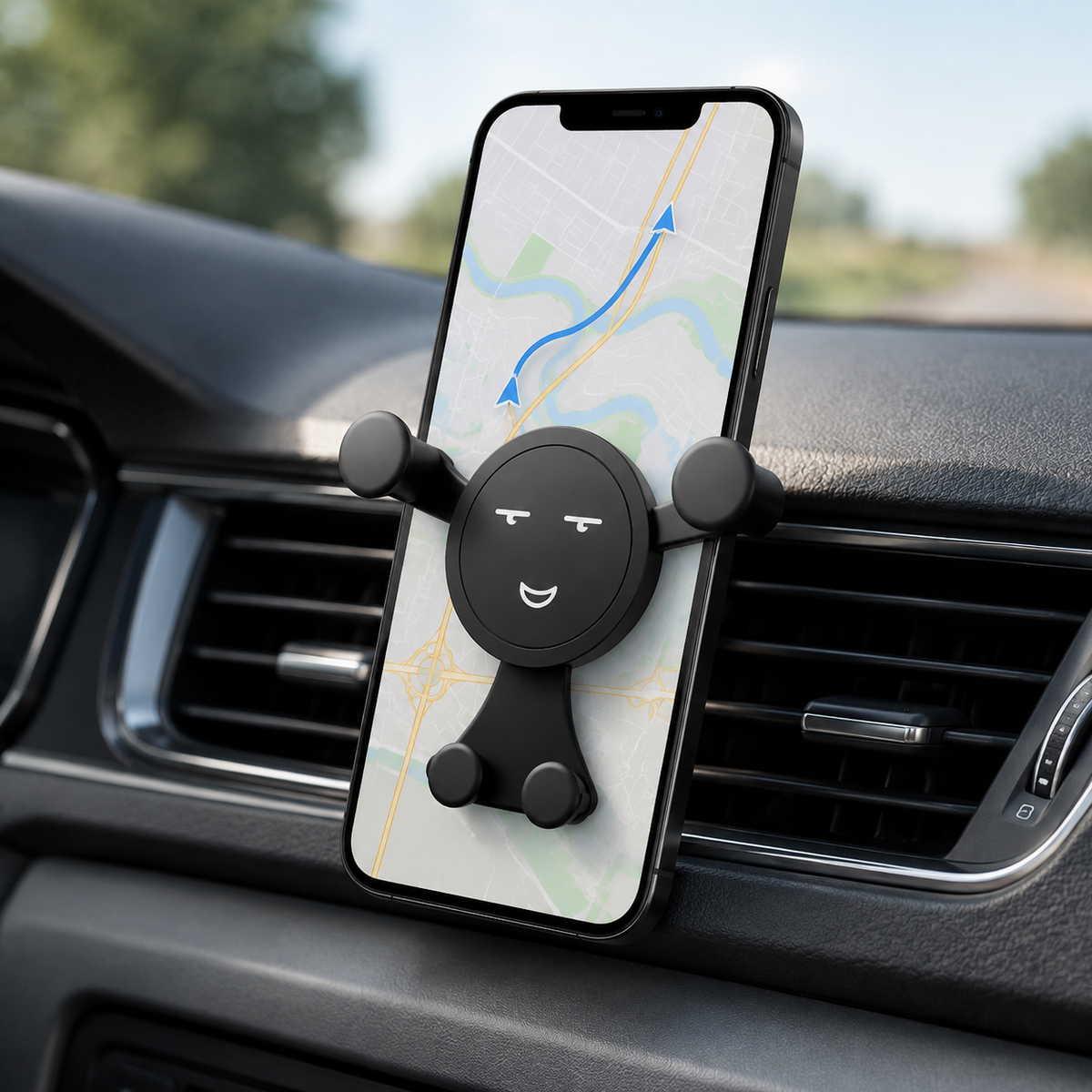 Premium Gravity Car Phone Holder Auto Lock Air Vent Mount Hands Free Smartphone Stand Anti Slip GPS Car Mount Adjustable Stable Compatible with iPhone