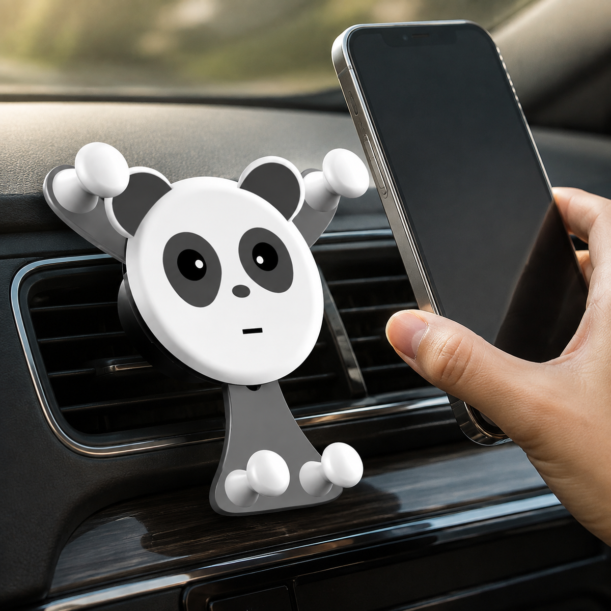 Premium Gravity Car Phone Holder Auto Lock Air Vent Mount Hands Free Smartphone Stand Anti Slip GPS Car Mount Adjustable Stable Compatible with iPhone