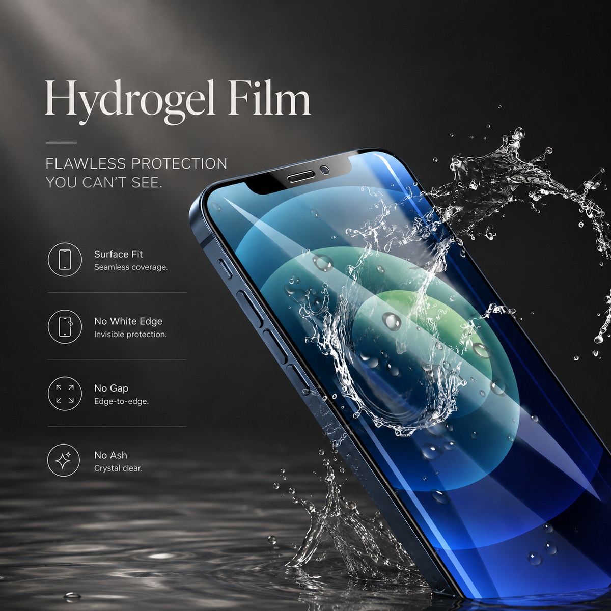 Premium Hydrogel Screen Protector Flexible Full Cover Protective Film Scratch Resistant Smooth Touch Impact Protection Compatible with iPhone