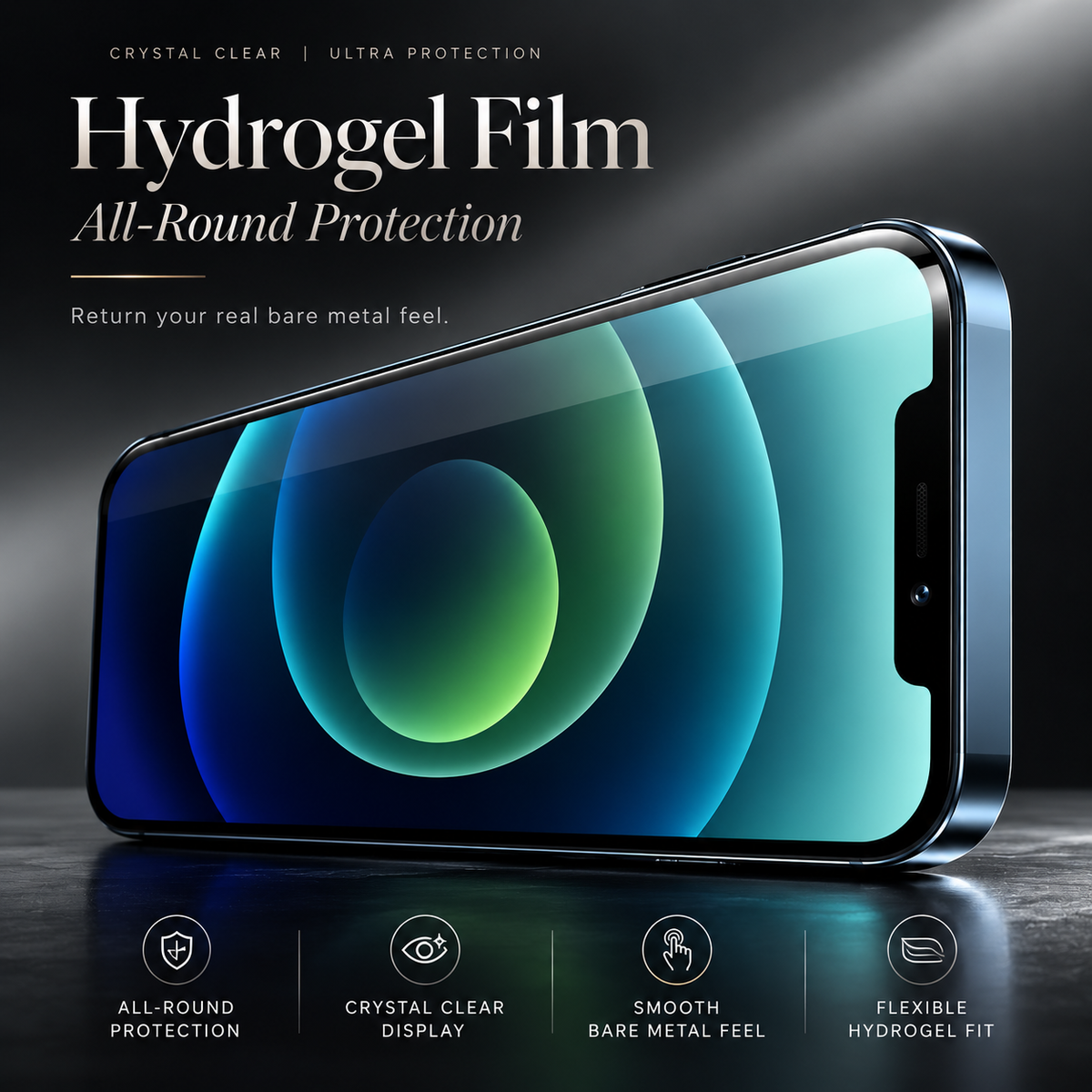 Premium Hydrogel Screen Protector Flexible Full Cover Protective Film Scratch Resistant Smooth Touch Impact Protection Compatible with iPhone