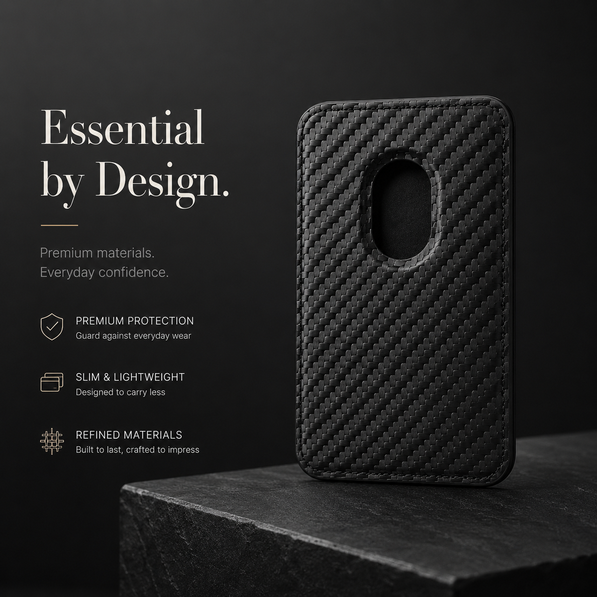 Premium MagSafe Card Holder Wallet Carbon Fiber Magnetic Slim Card Case Credit Card Holder Strong Magnetic Storage Compatible with iPhone