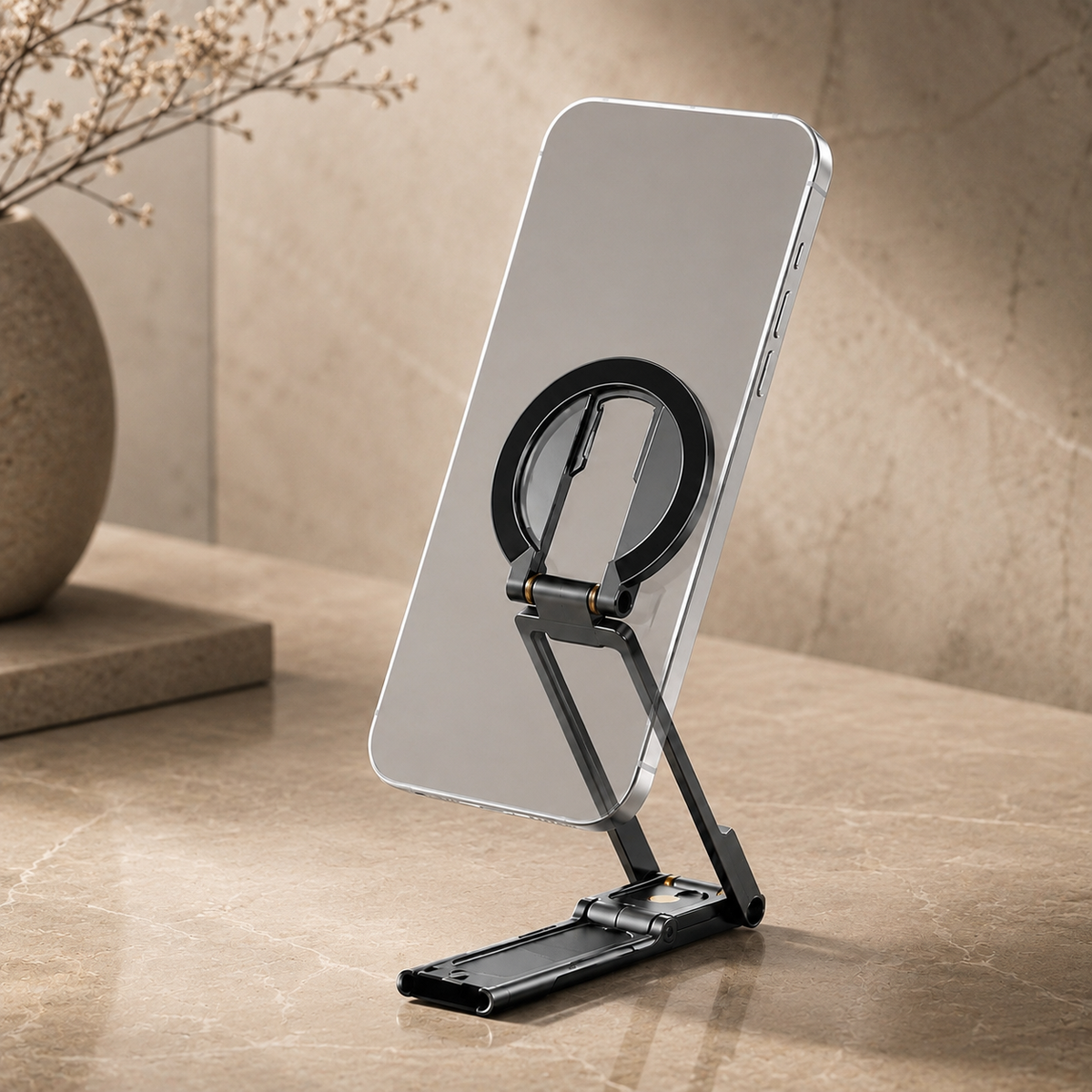 Premium MagSafe Magnetic Phone Tripod Stand Ultra Slim Pocket Phone Holder N52 Magnetic Grip 360 Adjustable Stand Compatible with iPhone