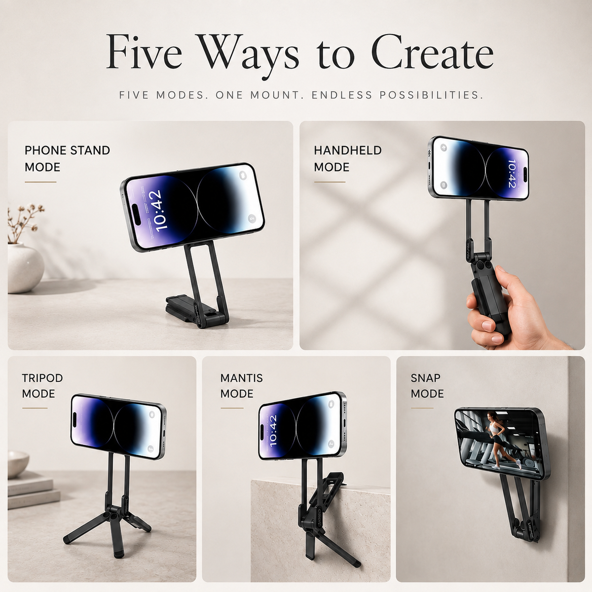 Premium MagSafe Magnetic Phone Tripod Stand Ultra Slim Pocket Phone Holder N52 Magnetic Grip 360 Adjustable Stand Compatible with iPhone