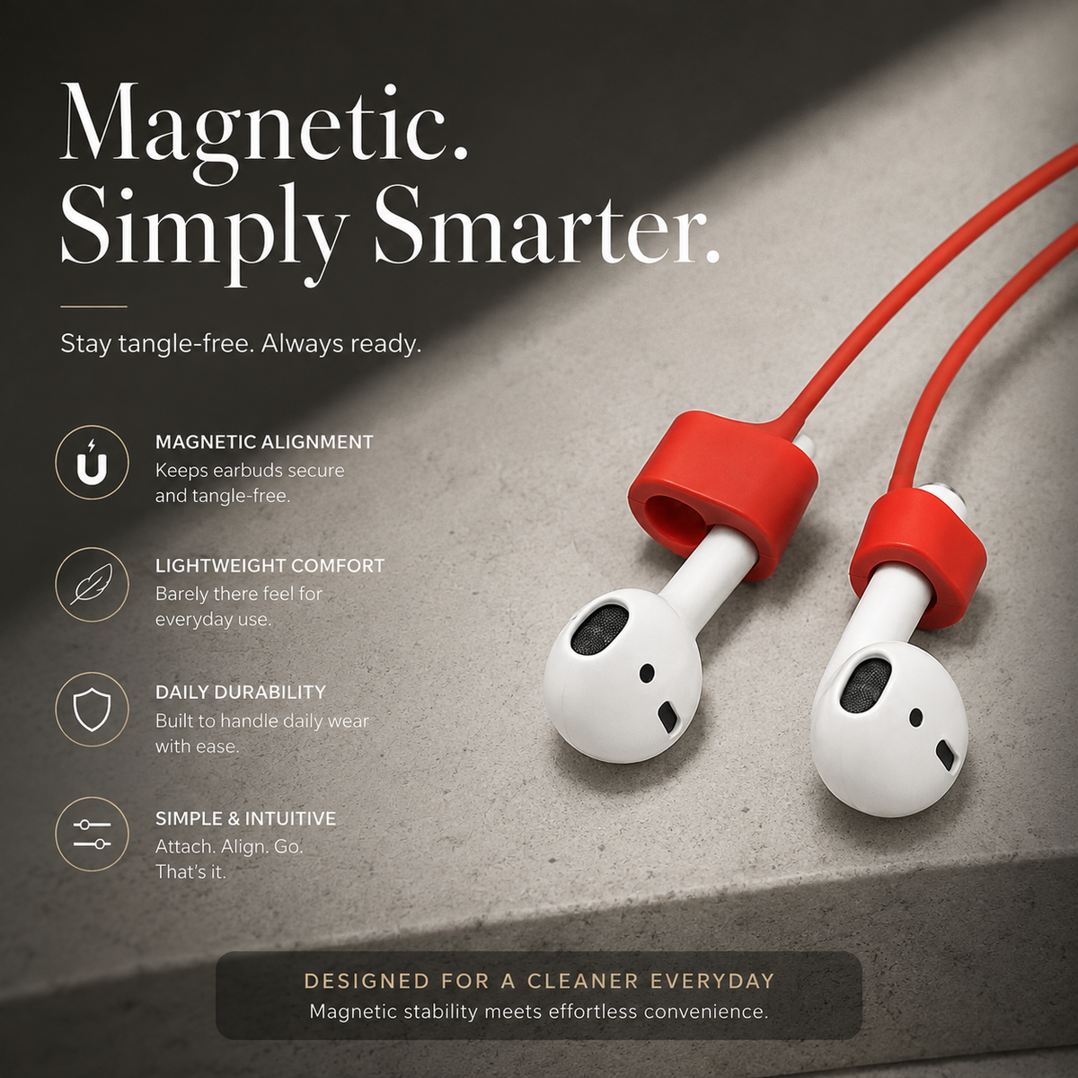 Premium Magnetic Anti Lost AirPods Strap Silicone Neckband Wireless Earbuds Holder Secure Magnetic Lanyard Lightweight Cord Compatible with AirPods