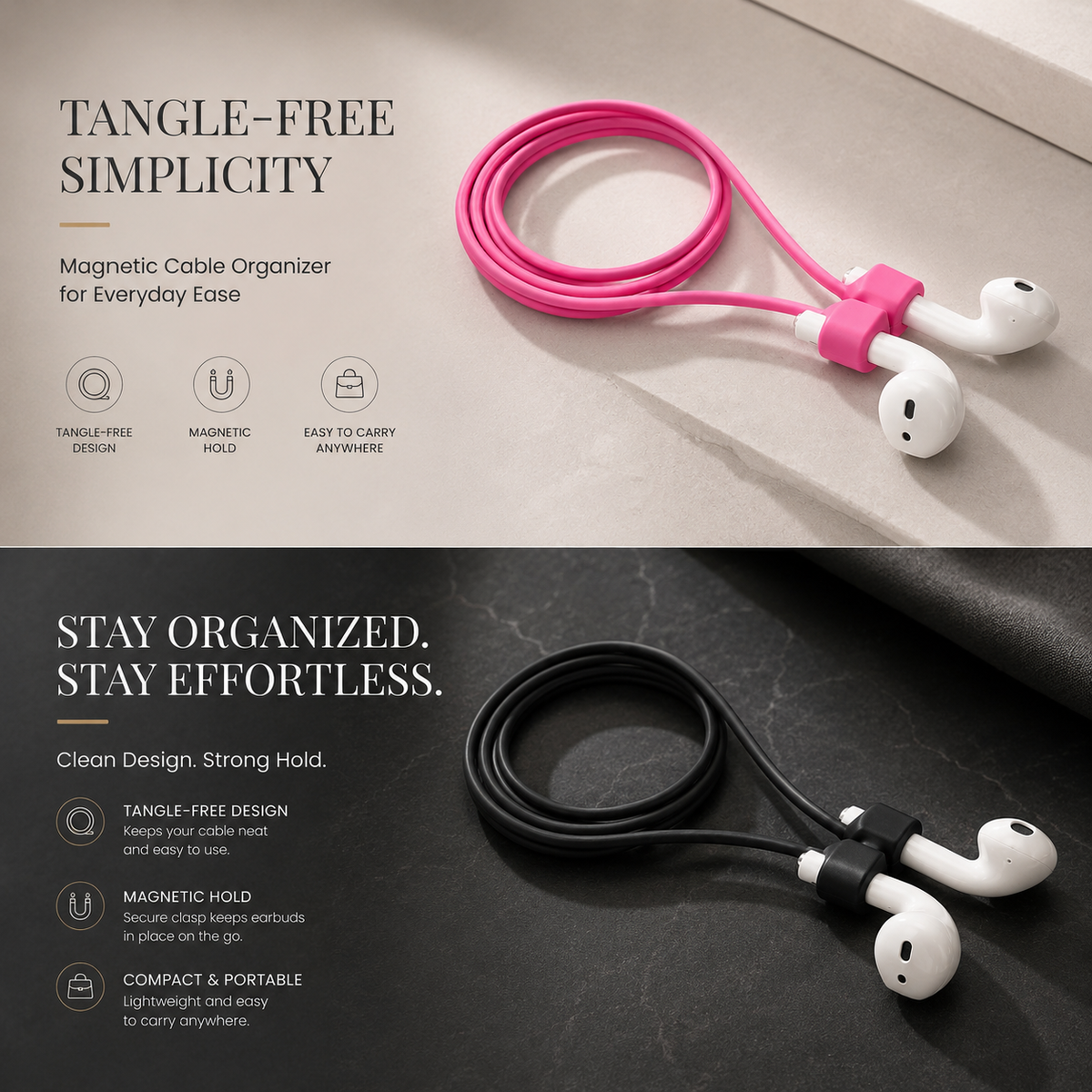 Premium Magnetic Anti Lost AirPods Strap Silicone Neckband Wireless Earbuds Holder Secure Magnetic Lanyard Lightweight Cord Compatible with AirPods