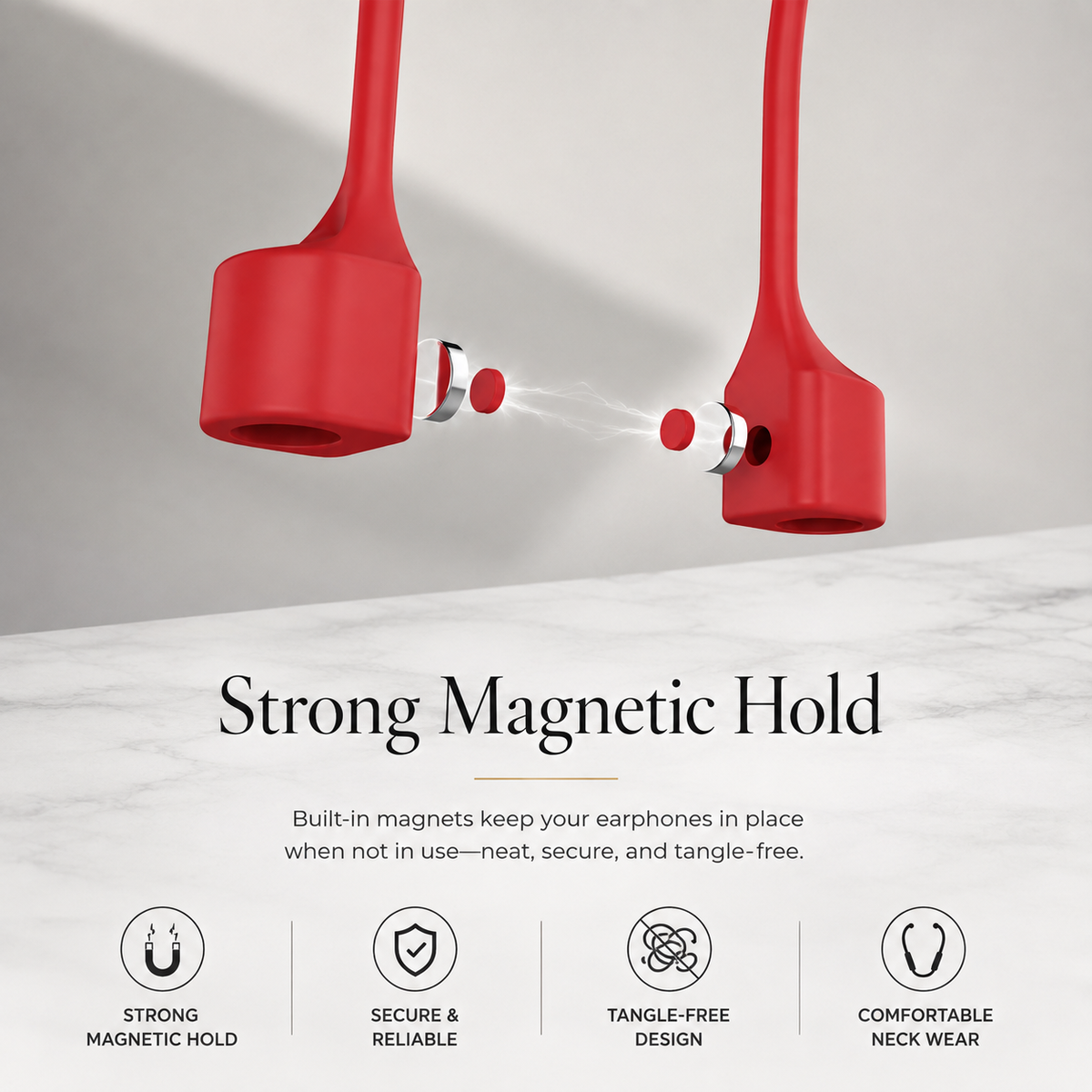 Premium Magnetic Anti Lost AirPods Strap Silicone Neckband Wireless Earbuds Holder Secure Magnetic Lanyard Lightweight Cord Compatible with AirPods
