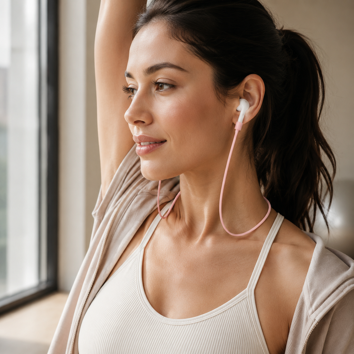 Premium Magnetic Anti Lost AirPods Strap Silicone Neckband Wireless Earbuds Holder Secure Magnetic Lanyard Lightweight Cord Compatible with AirPods