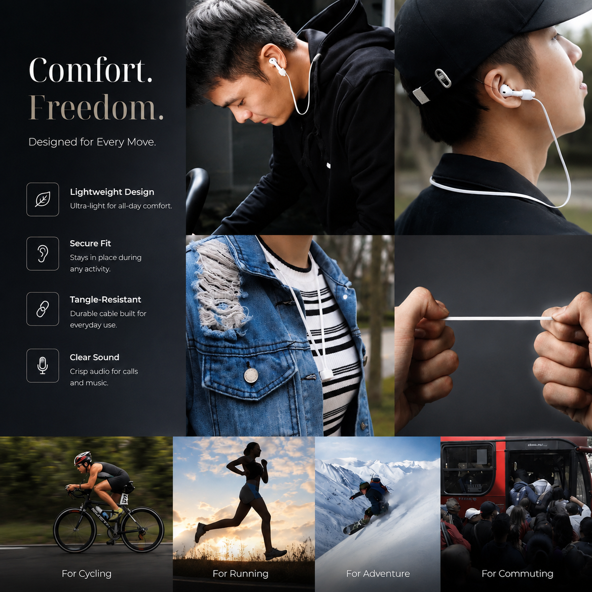 Premium Magnetic Anti Lost AirPods Strap Silicone Neckband Wireless Earbuds Holder Secure Magnetic Lanyard Lightweight Cord Compatible with AirPods