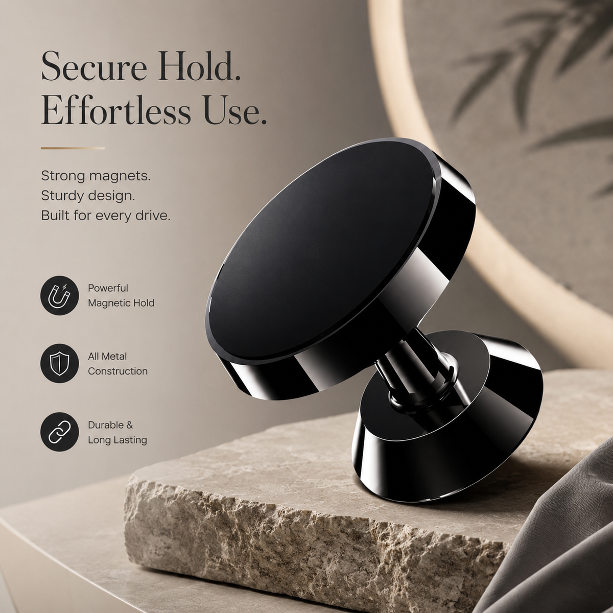 Premium Magnetic Car Phone Holder Strong Magnet Dashboard Air Vent Mount 360 Rotation GPS Stand Hands Free Smartphone Holder Compatible with iPhone