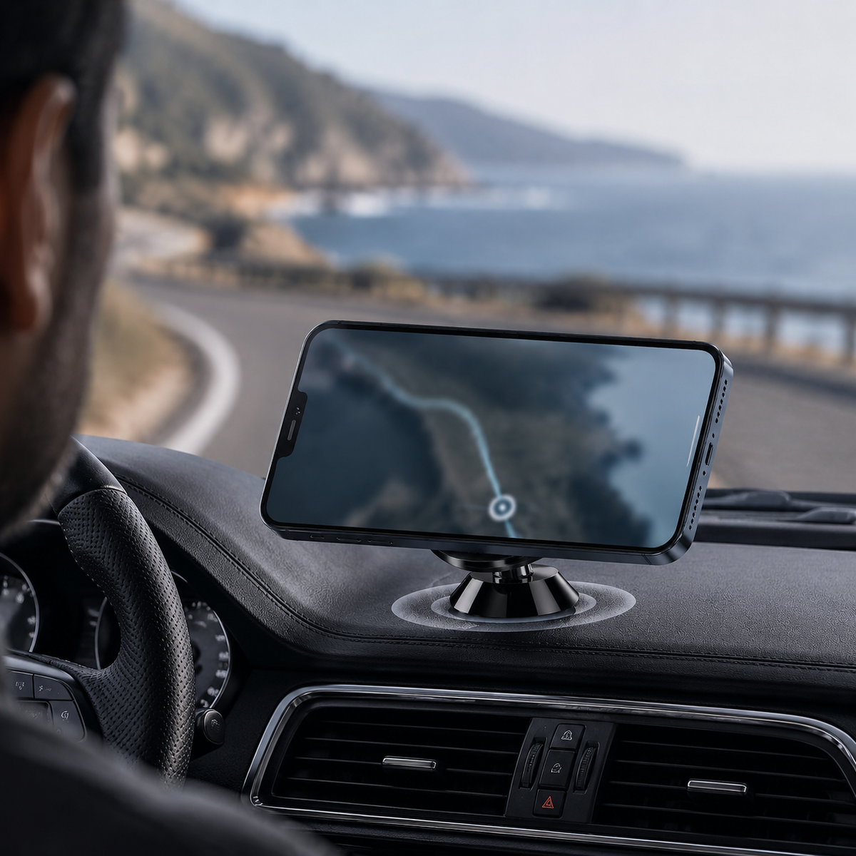 Premium Magnetic Car Phone Holder Strong Magnet Dashboard Air Vent Mount 360 Rotation GPS Stand Hands Free Smartphone Holder Compatible with iPhone