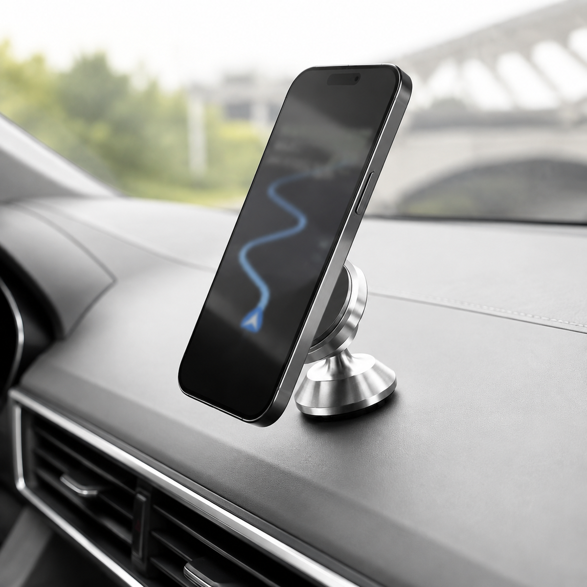Premium Magnetic Car Phone Holder Strong Magnet Dashboard Air Vent Mount 360 Rotation GPS Stand Hands Free Smartphone Holder Compatible with iPhone