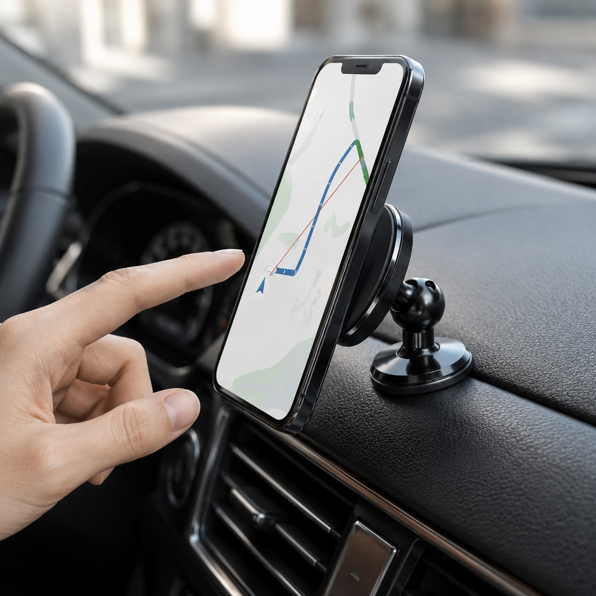 Premium Magnetic Car Phone Holder Strong Magnet Dashboard Air Vent Mount 360 Rotation GPS Stand Hands Free Smartphone Holder Compatible with iPhone