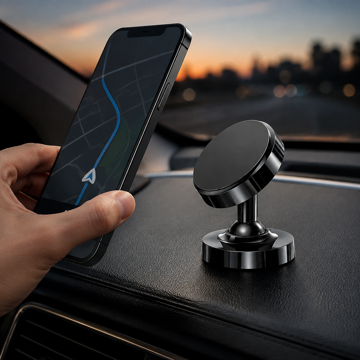 Premium Magnetic Car Phone Holder Strong Magnet Dashboard Air Vent Mount 360 Rotation GPS Stand Hands Free Smartphone Holder Compatible with iPhone
