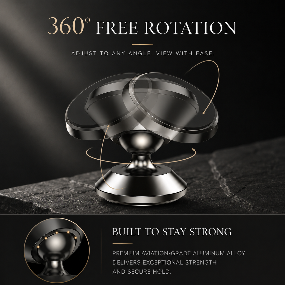 Premium Magnetic Car Phone Holder Strong Magnet Dashboard Air Vent Mount 360 Rotation GPS Stand Hands Free Smartphone Holder Compatible with iPhone