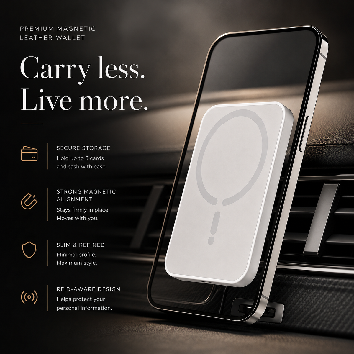 Premium Magnetic Car Wireless Charger Air Vent Phone Holder 100W Fast Charging MagSafe Compatible Wireless Charging Mount Stand Compatible with iPhone
