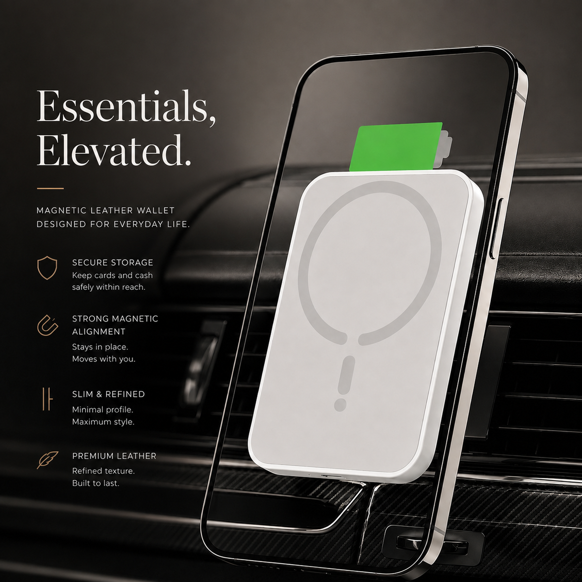 Premium Magnetic Car Wireless Charger Air Vent Phone Holder 100W Fast Charging MagSafe Compatible Wireless Charging Mount Stand Compatible with iPhone
