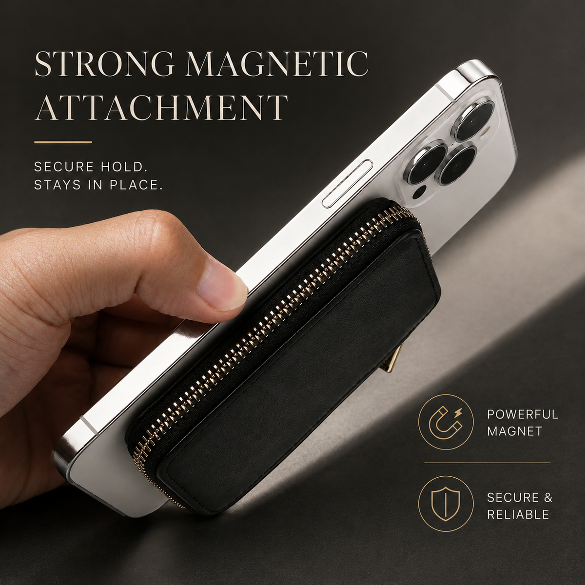 Premium Magnetic Leather Wallet MagSafe Card Holder RFID Blocking Slim Wallet Case Card Storage Lanyard Support Compatible with iPhone