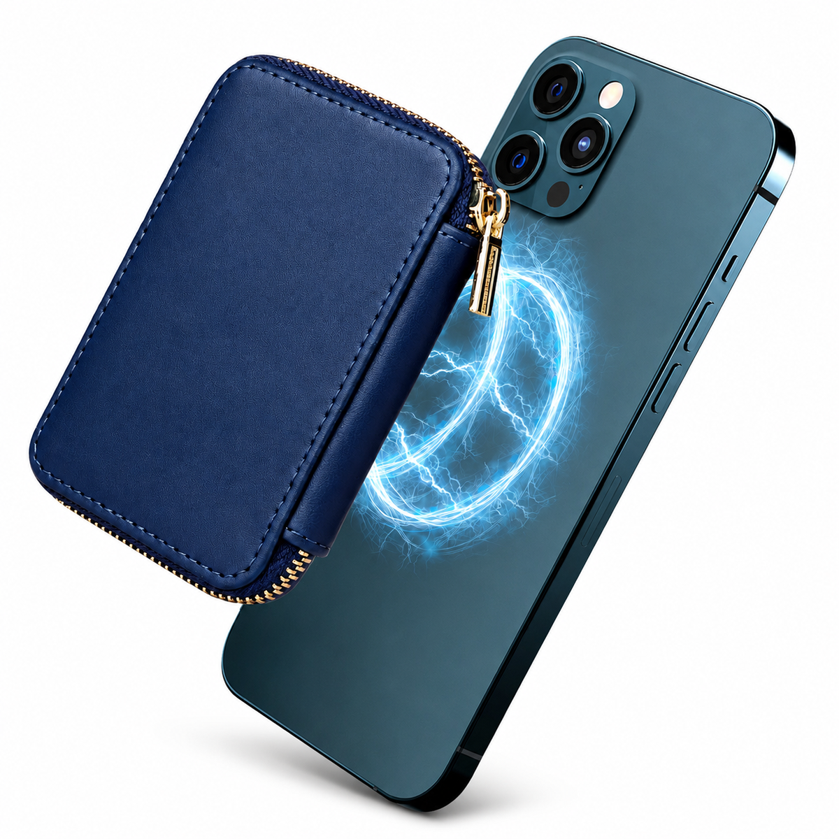 Premium Magnetic Leather Wallet MagSafe Card Holder RFID Blocking Slim Wallet Case Card Storage Lanyard Support Compatible with iPhone