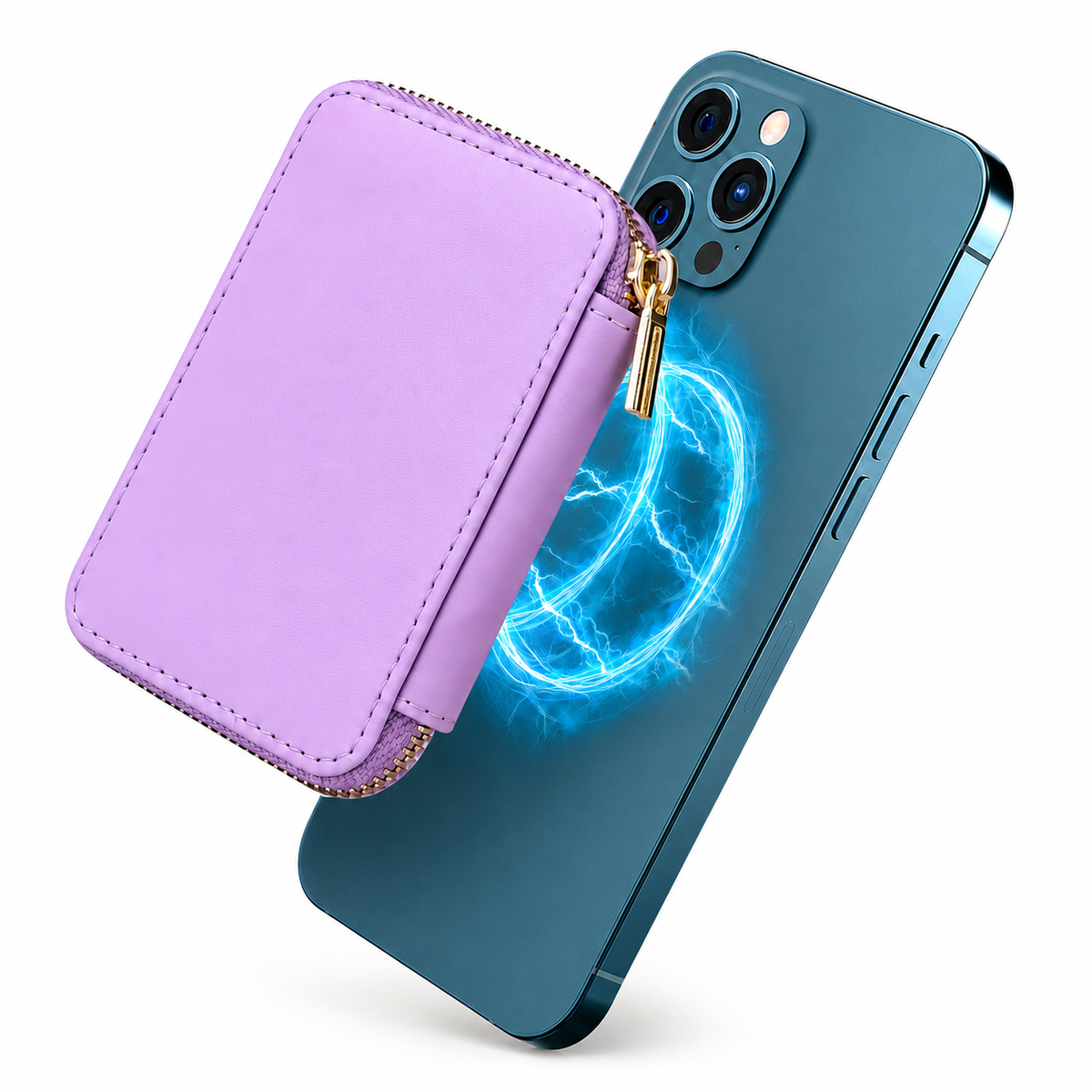 Premium Magnetic Leather Wallet MagSafe Card Holder RFID Blocking Slim Wallet Case Card Storage Lanyard Support Compatible with iPhone