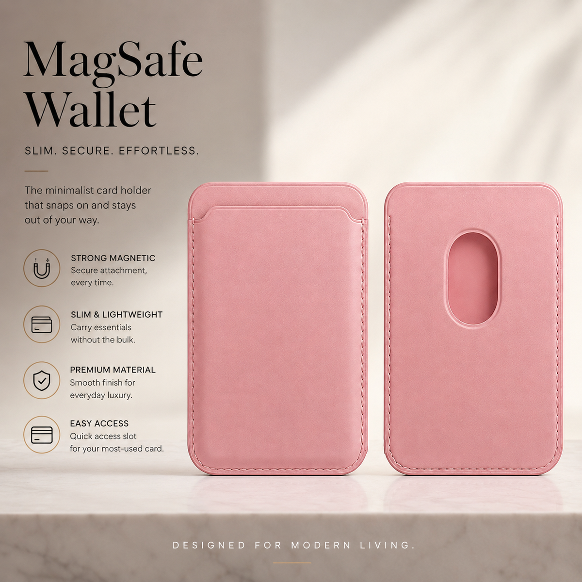 Premium Magnetic Leather Wallet MagSafe RFID Blocking Card Holder Slim Magnetic Card Case Anti Scratch Leather Wallet Compatible with iPhone Everyday