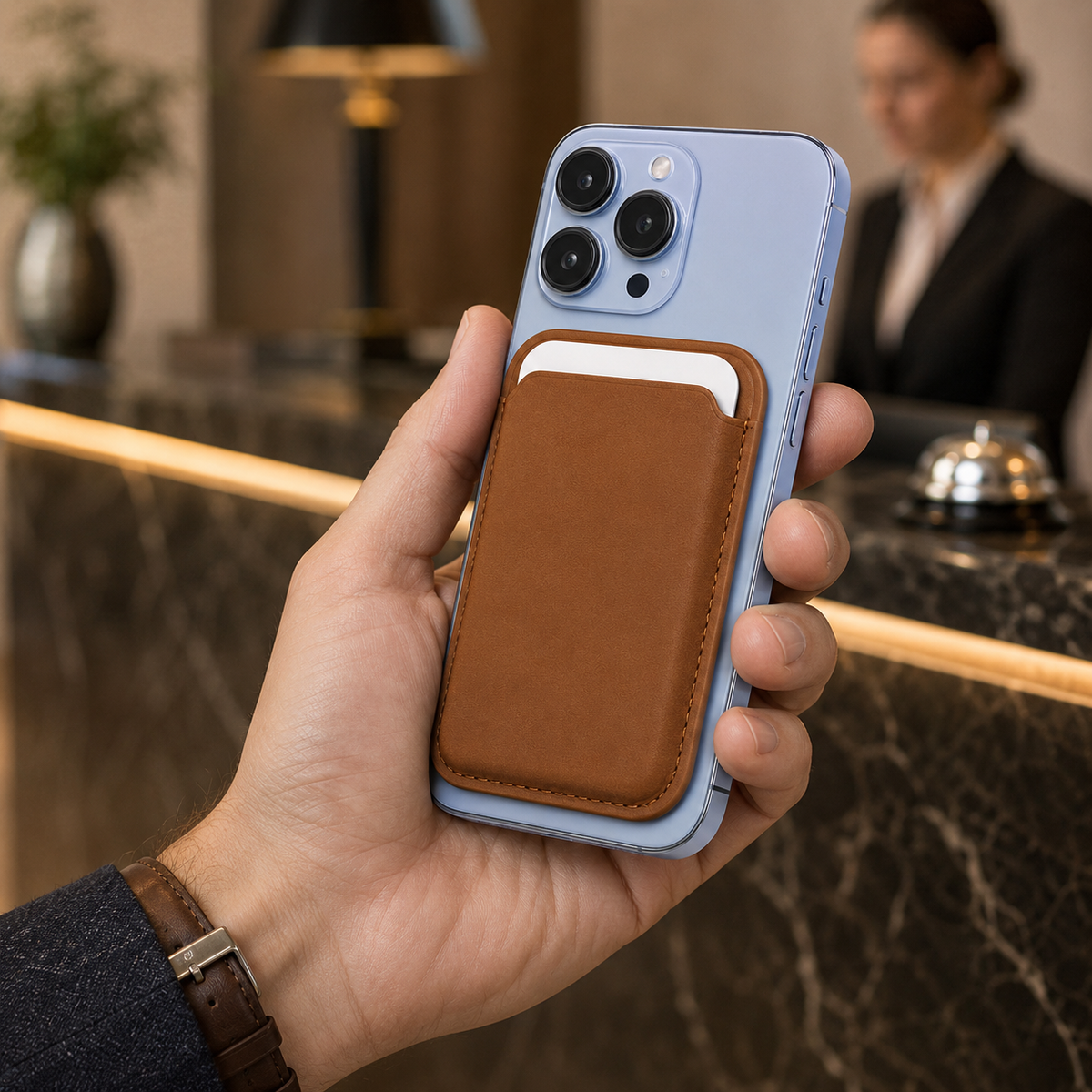 Premium Magnetic Leather Wallet MagSafe RFID Blocking Card Holder Slim Magnetic Card Case Anti Scratch Leather Wallet Compatible with iPhone Everyday
