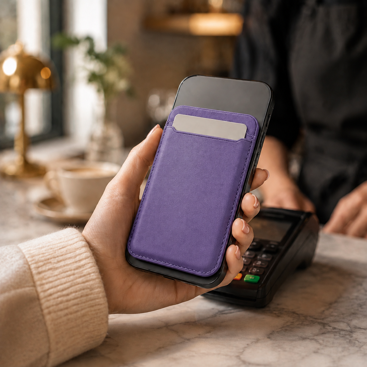 Premium Magnetic Leather Wallet MagSafe RFID Blocking Card Holder Slim Magnetic Card Case Anti Scratch Leather Wallet Compatible with iPhone Everyday