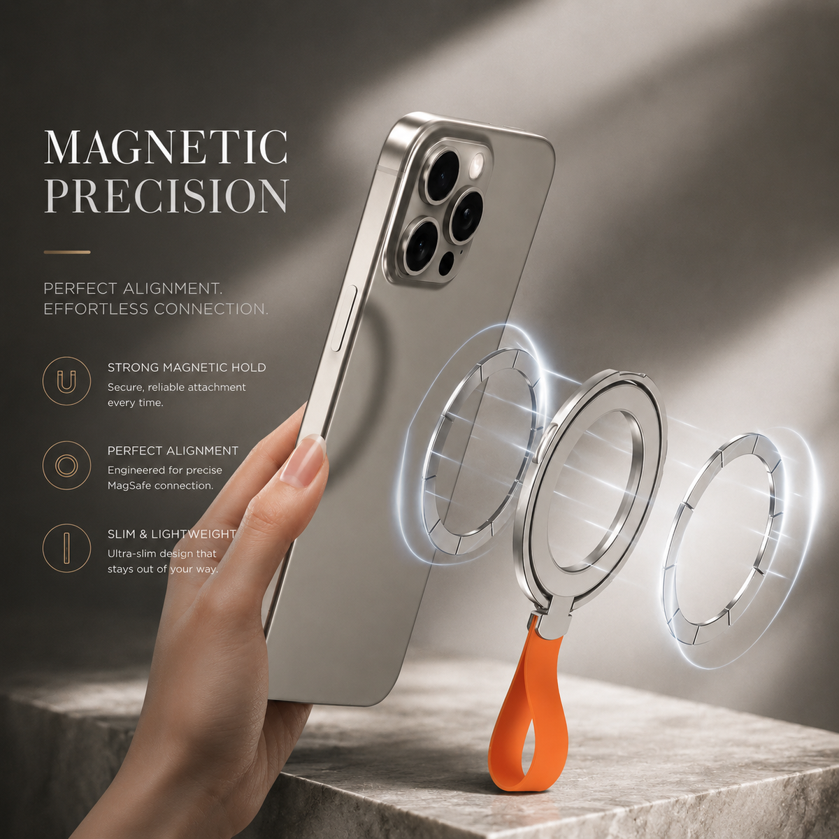 Premium Magnetic Phone Grip Stand MagSafe Finger Ring Holder Hand Strap Kickstand Magnetic Phone Holder Car Mount Desk Stand Compatible with iPhone