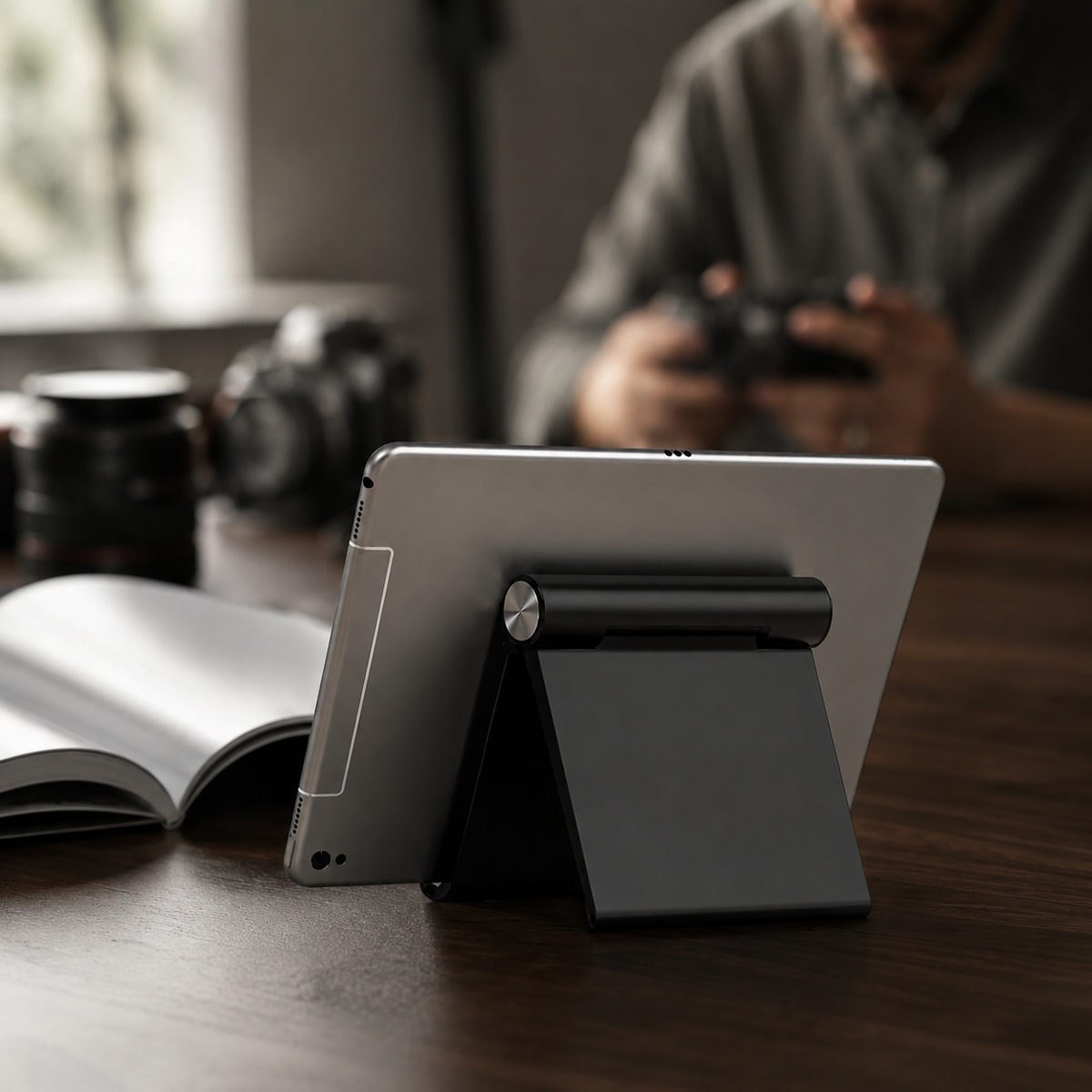 Premium Magnetic Phone Holder Stand Adjustable Foldable Desk Stand Anti Slip Mobile Holder Ergonomic Viewing Stand Strong Magnetic Support Compatible with iPhone