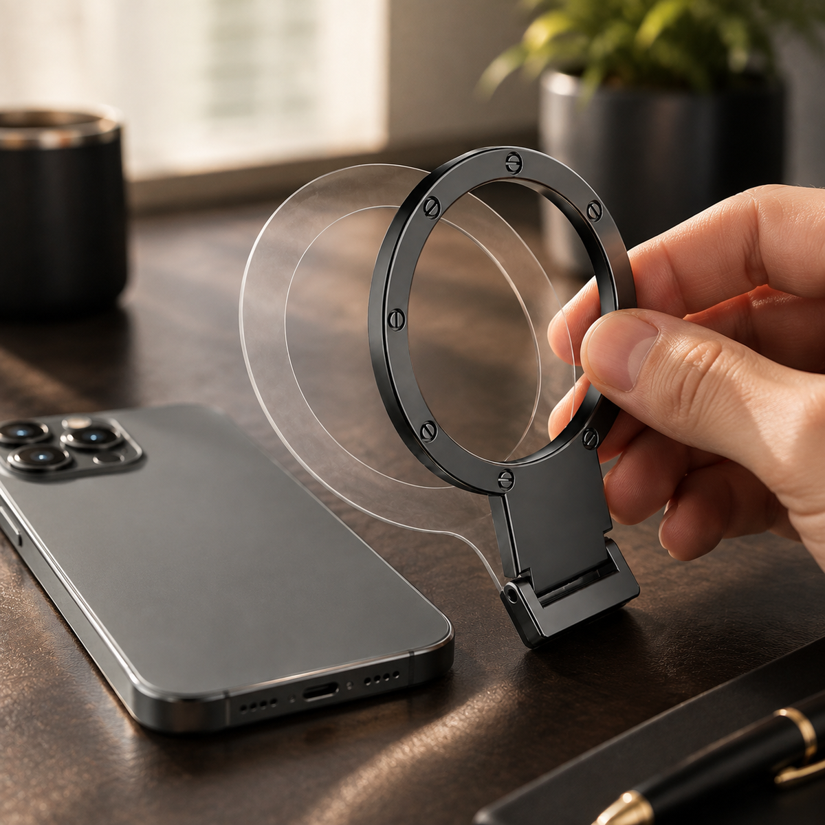 Premium Magnetic Phone Ring Holder for MagSafe 360 Rotating Grip Stand Detachable Foldable Finger Holder Kickstand Slim Compatible with iPhone Compact