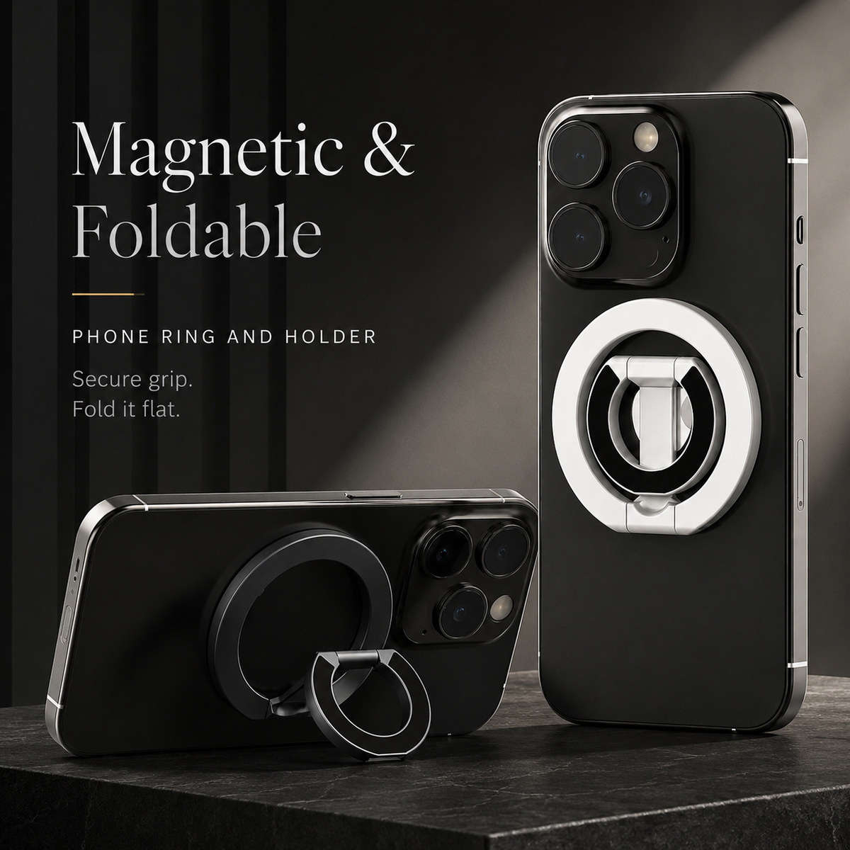 Premium Magnetic Ring Holder MagSafe Phone Grip Stand Double Sided Magnetic Finger Ring Holder Dual Magnet Kickstand Compatible with iPhone