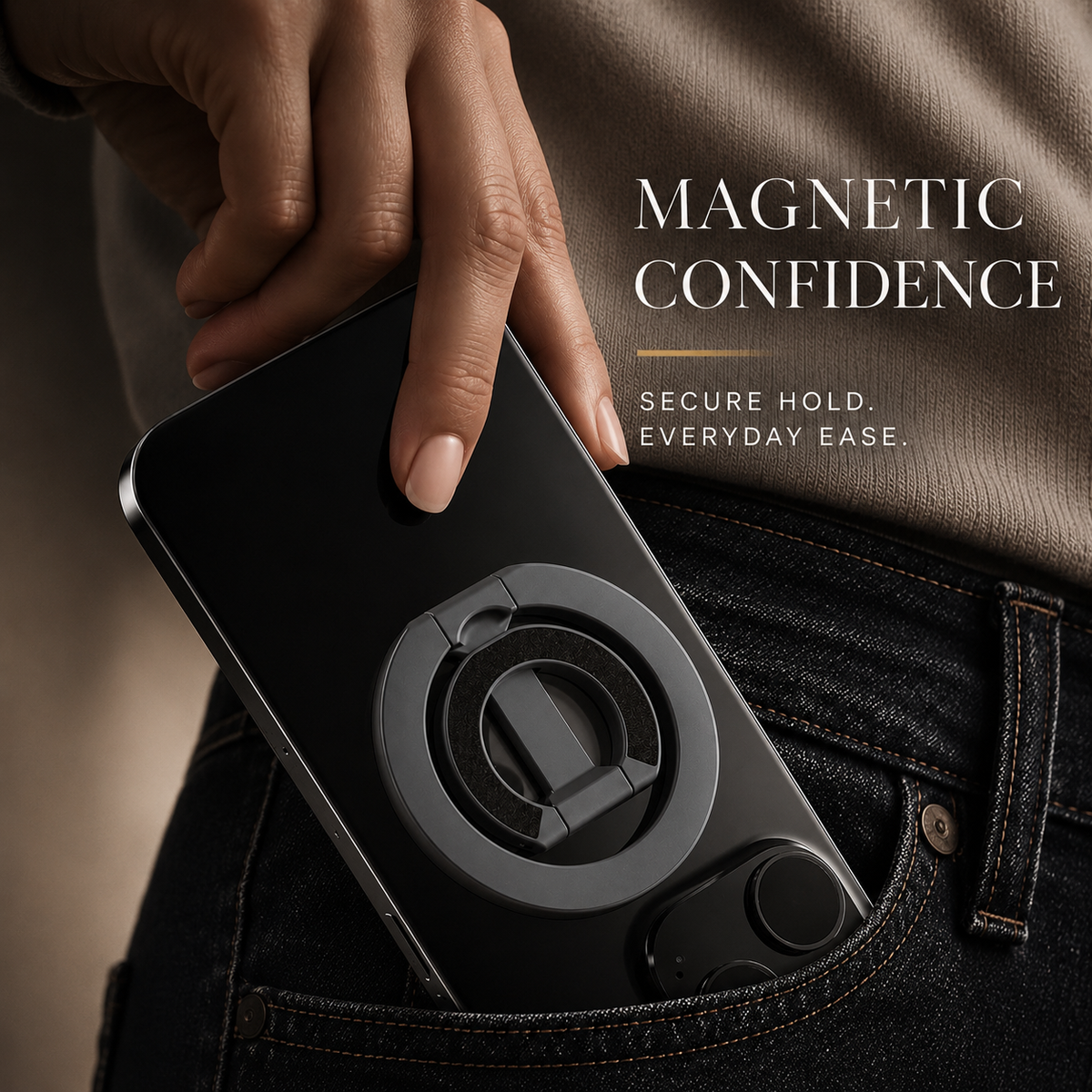 Premium Magnetic Ring Holder MagSafe Phone Grip Stand Double Sided Magnetic Finger Ring Holder Dual Magnet Kickstand Compatible with iPhone