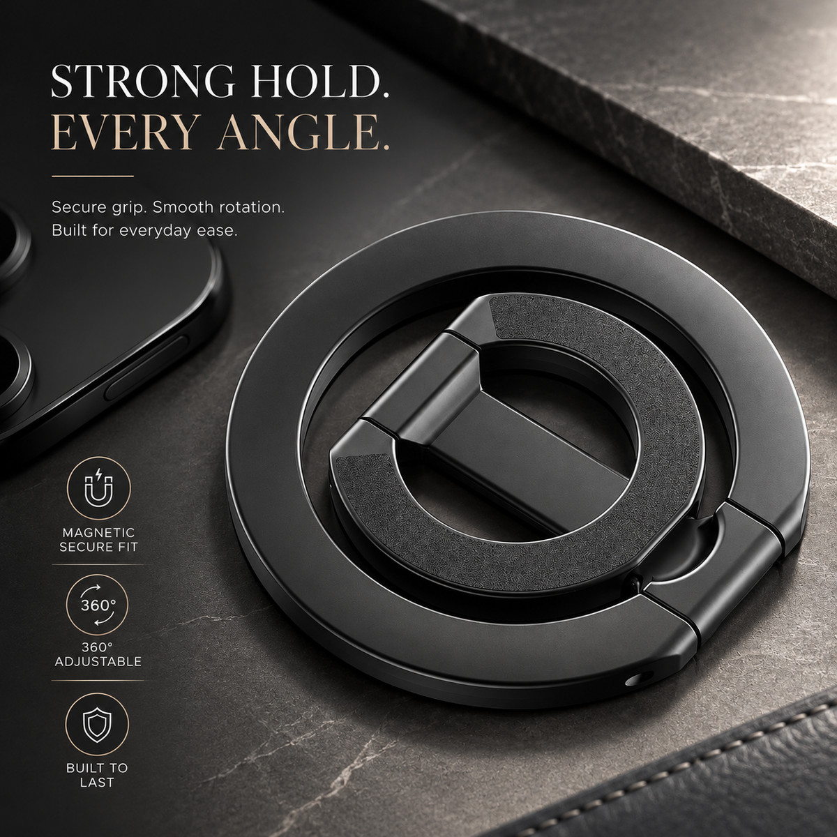 Premium Magnetic Ring Holder MagSafe Phone Grip Stand Double Sided Magnetic Finger Ring Holder Dual Magnet Kickstand Compatible with iPhone