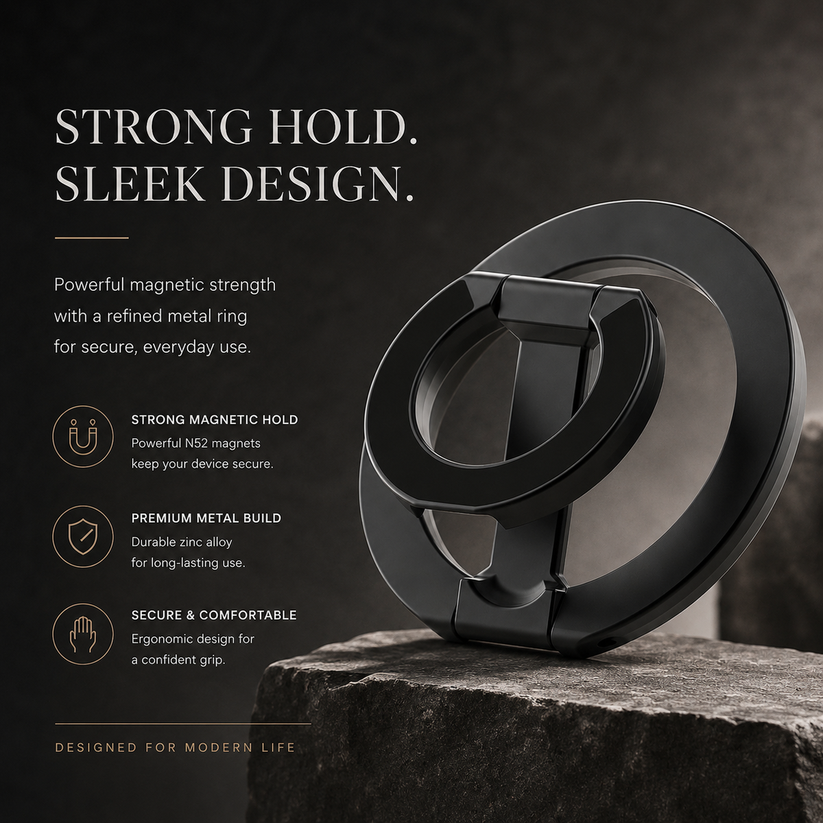 Premium Magnetic Ring Holder MagSafe Phone Grip Stand Double Sided Magnetic Finger Ring Holder Dual Magnet Kickstand Compatible with iPhone