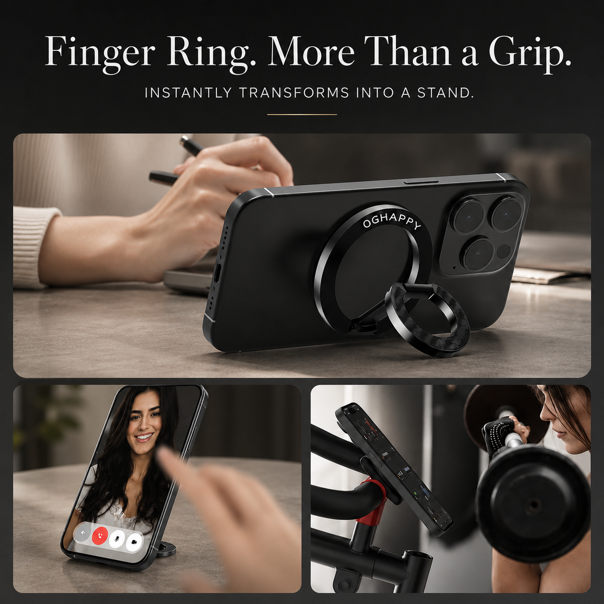 Premium Magnetic Ring Holder MagSafe Phone Grip Stand Double Sided Magnetic Finger Ring Holder Dual Magnet Kickstand Compatible with iPhone