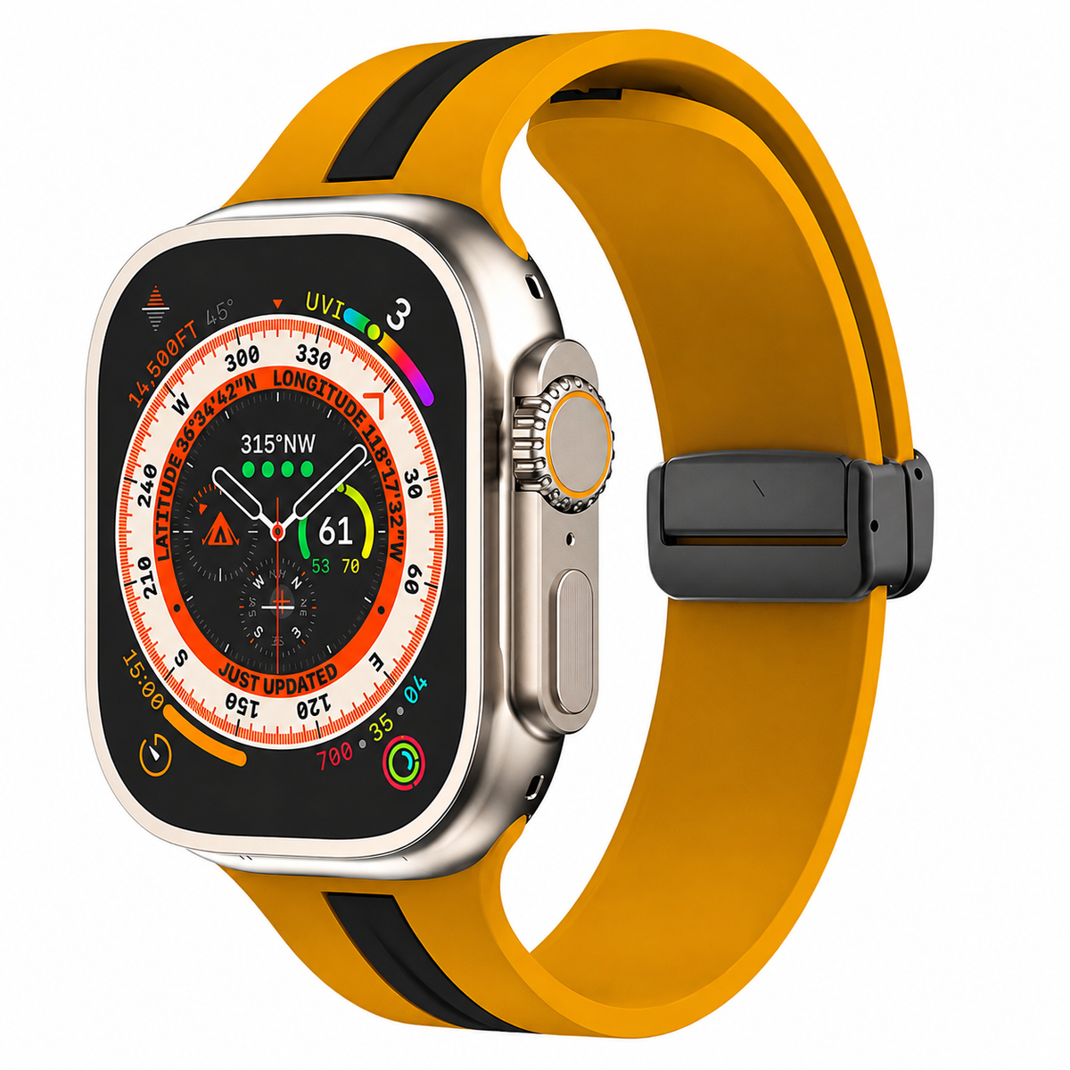 Premium Magnetic Silicone Smartwatch Strap Breathable Replacement Watch Band Snap Closure Sweat Resistant Adjustable Wristband Compatible with Apple Watch