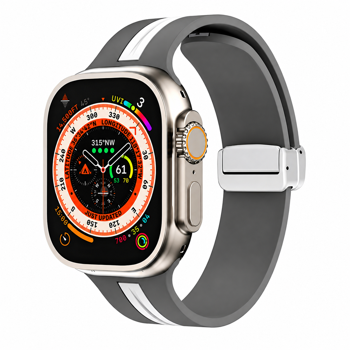 Premium Magnetic Silicone Smartwatch Strap Breathable Replacement Watch Band Snap Closure Sweat Resistant Adjustable Wristband Compatible with Apple Watch