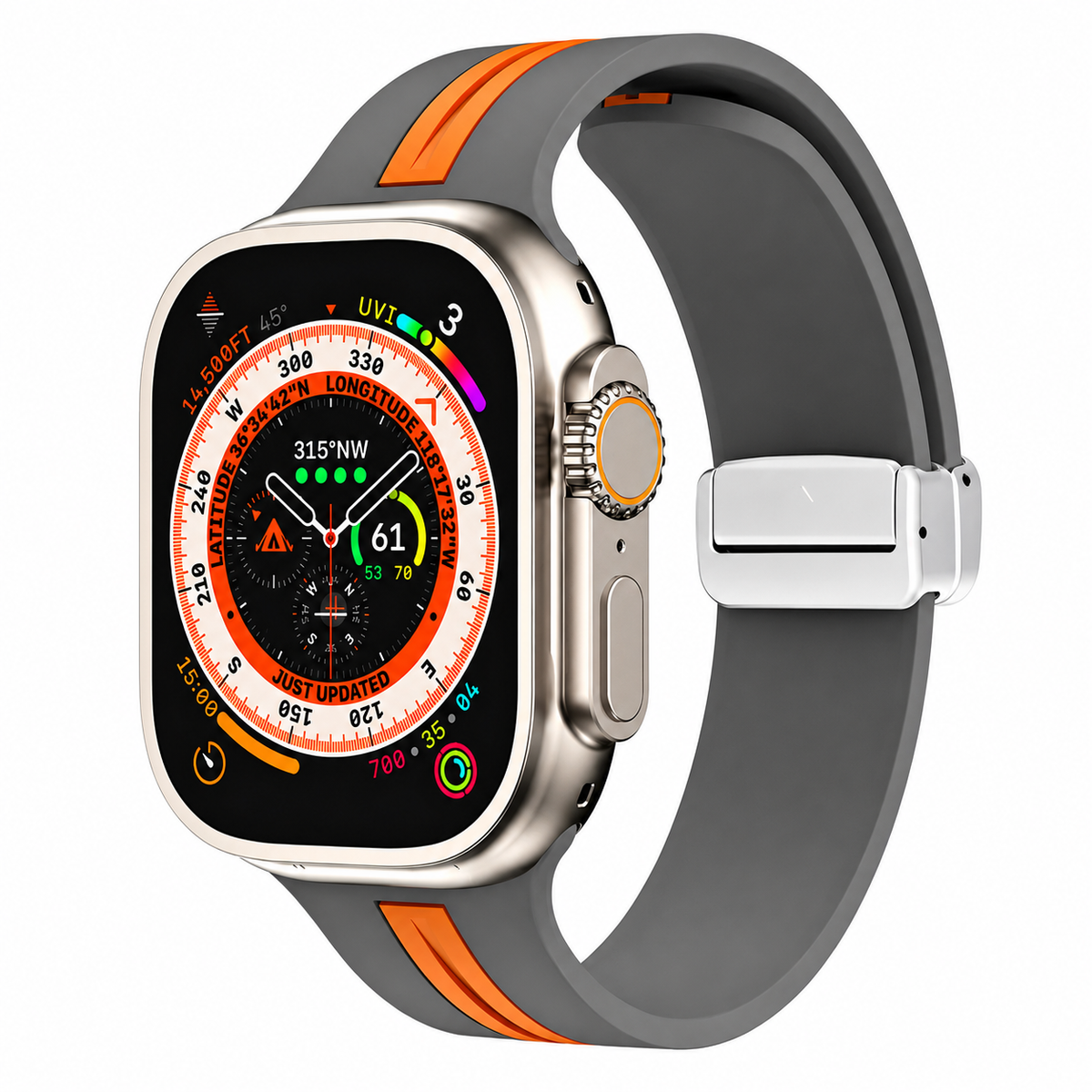 Premium Magnetic Silicone Smartwatch Strap Breathable Replacement Watch Band Snap Closure Sweat Resistant Adjustable Wristband Compatible with Apple Watch