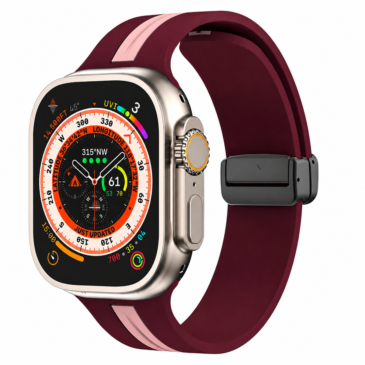 Premium Magnetic Silicone Smartwatch Strap Breathable Replacement Watch Band Snap Closure Sweat Resistant Adjustable Wristband Compatible with Apple Watch