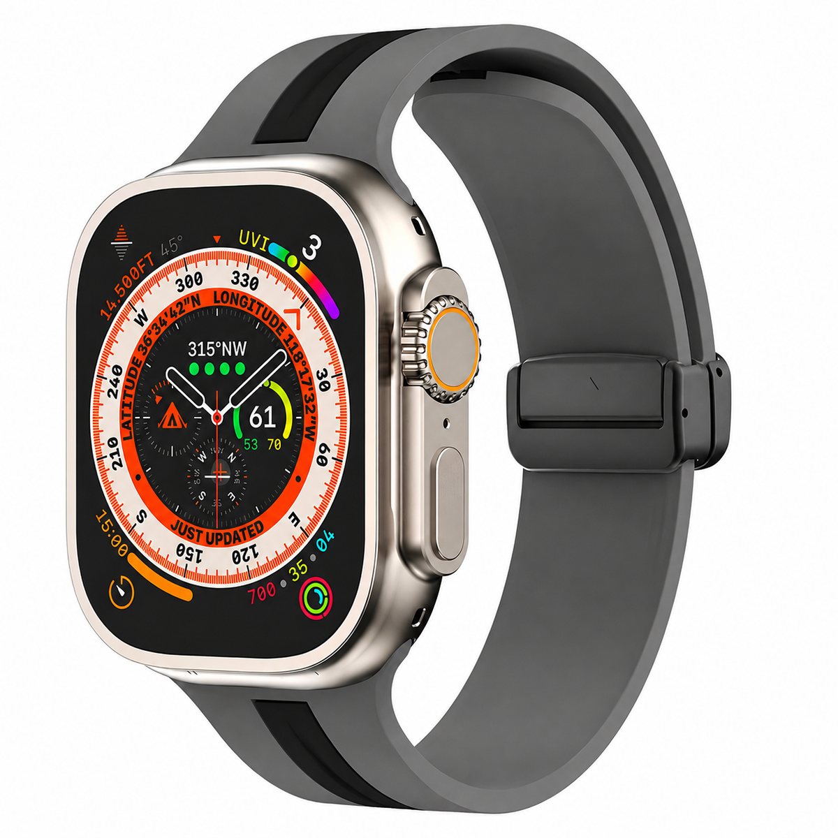 Premium Magnetic Silicone Smartwatch Strap Breathable Replacement Watch Band Snap Closure Sweat Resistant Adjustable Wristband Compatible with Apple Watch