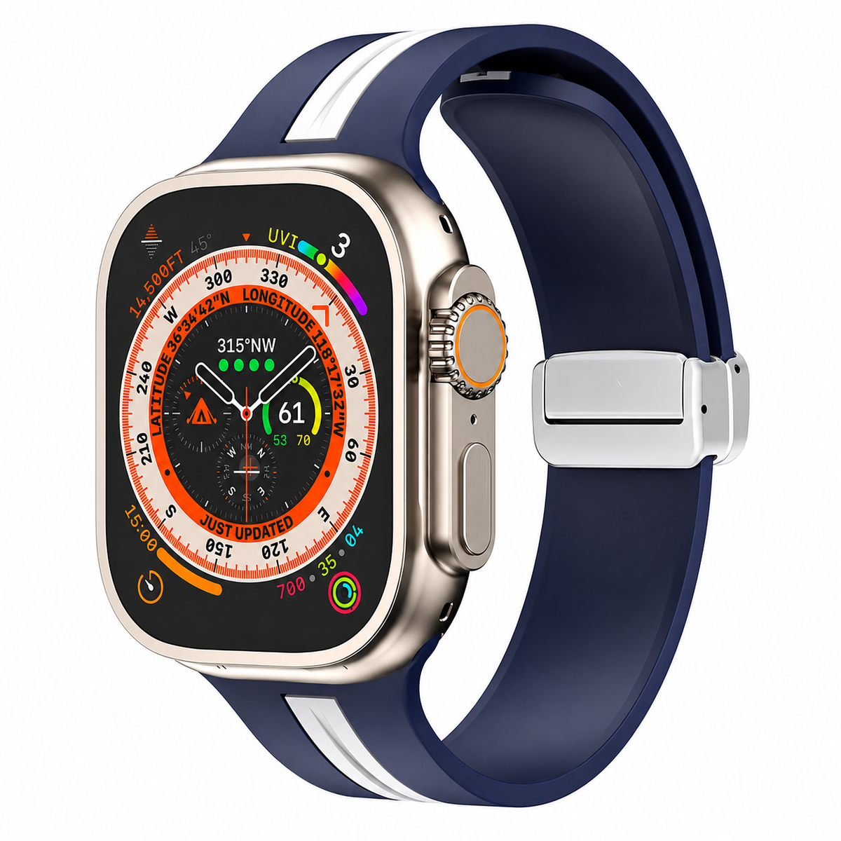 Premium Magnetic Silicone Smartwatch Strap Breathable Replacement Watch Band Snap Closure Sweat Resistant Adjustable Wristband Compatible with Apple Watch
