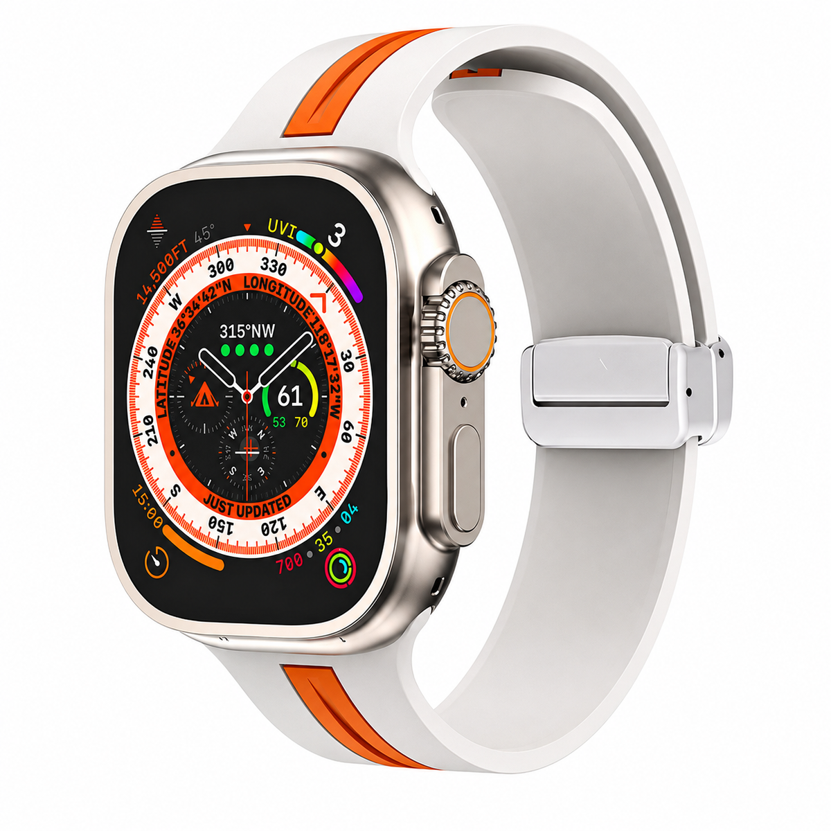 Premium Magnetic Silicone Smartwatch Strap Breathable Replacement Watch Band Snap Closure Sweat Resistant Adjustable Wristband Compatible with Apple Watch